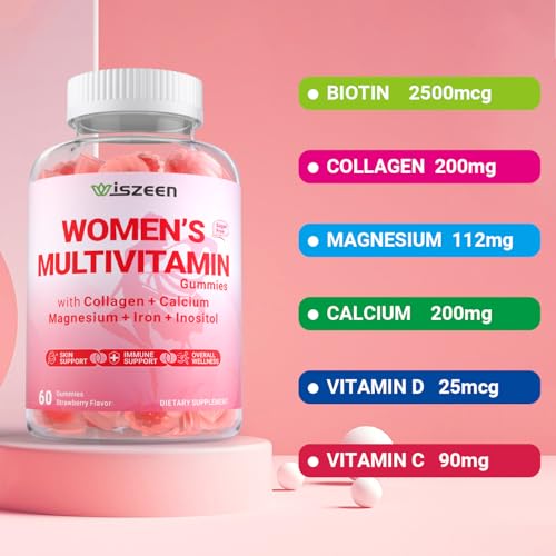 Frasco de gomitas multivitamínicas Wiszeen para mujeres