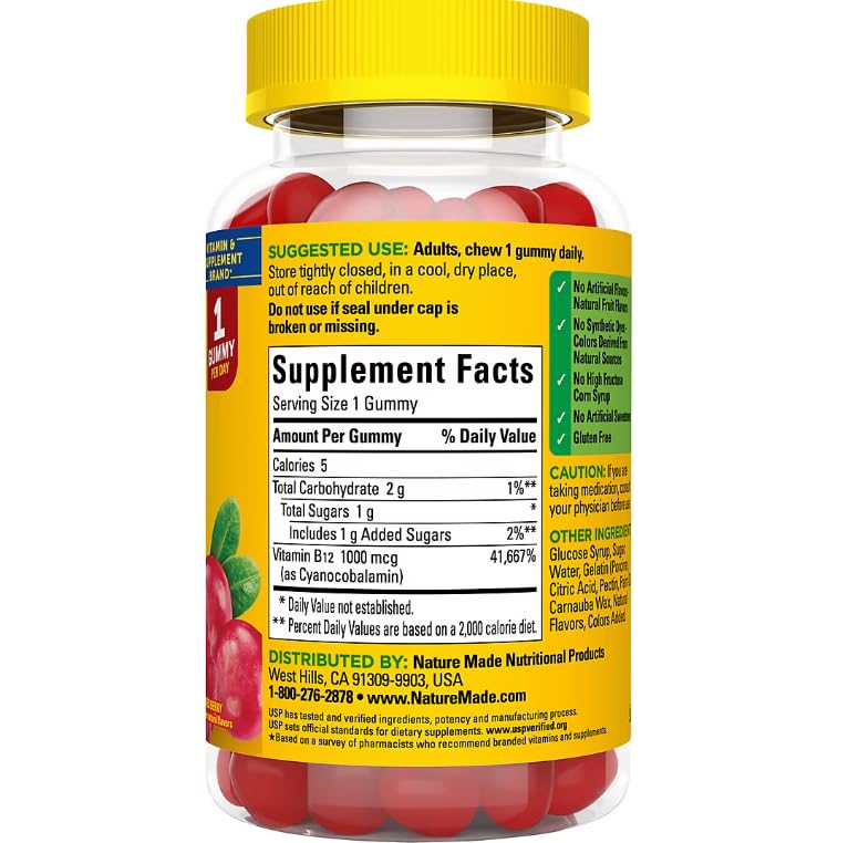 Frasco de gomitas Nature Made B12 160 unidades