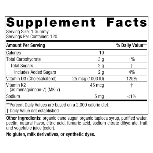Frasco gomitas vitamina D3 K2 sabor granada Nordic Naturals