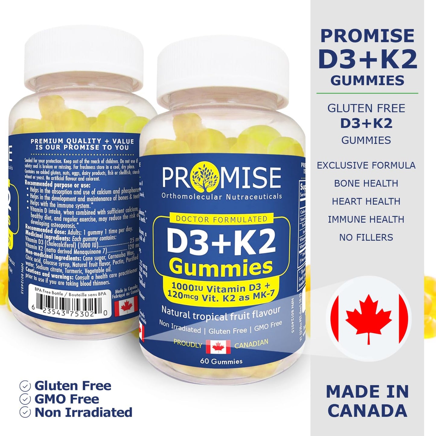 Frasco gomitas vitamina D3 K2 Promise 60 unidades
