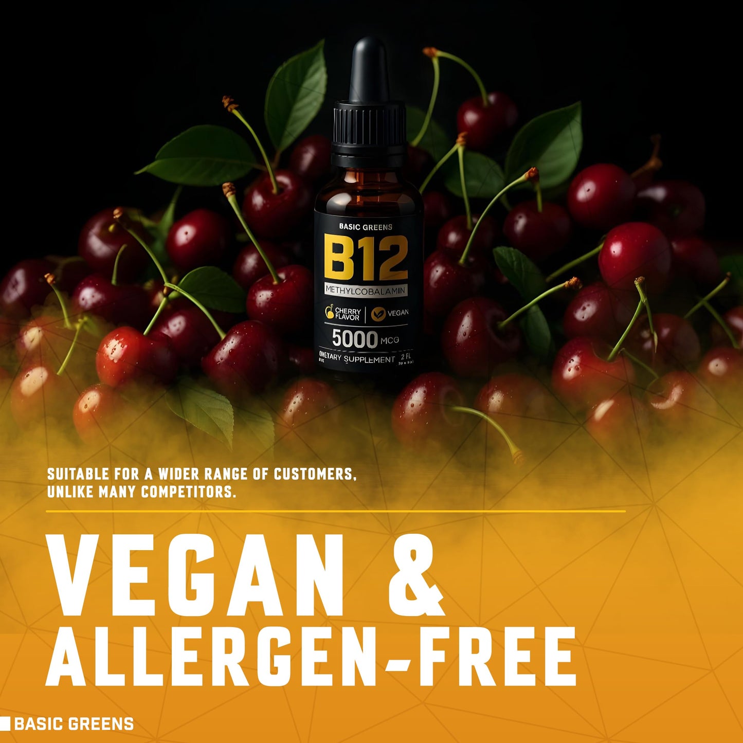 Frasco gotas vitamina b12 sublingual vegano 2 oz BASIC GREENS