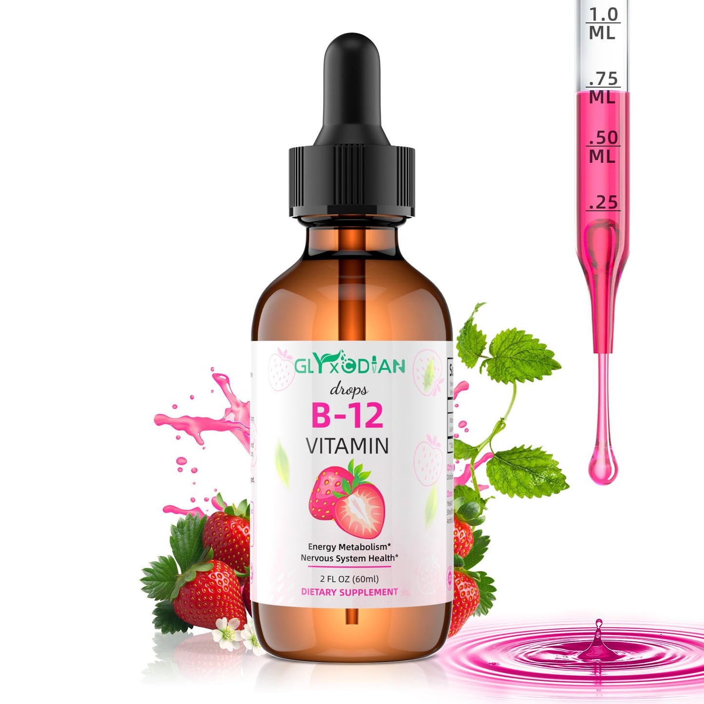 Frasco gotas vitamina b12 para soporte inmune