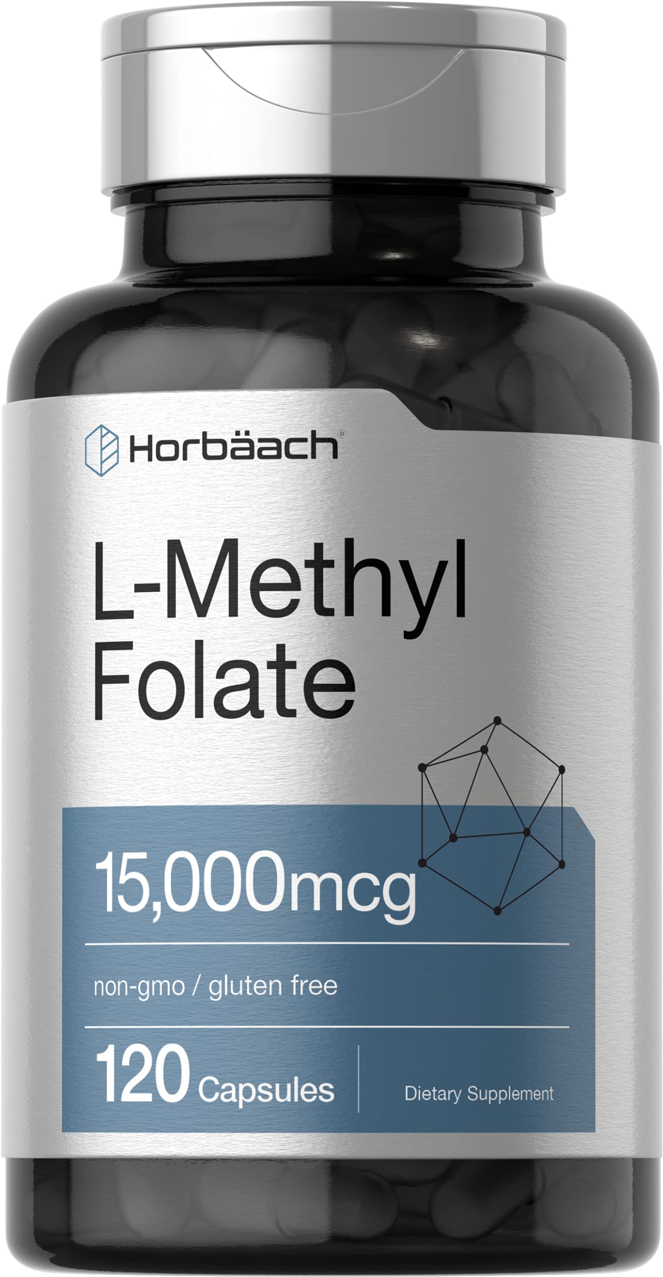 Frasco Horbäach L Metilfolato 15mg 120 cápsulas sin gluten