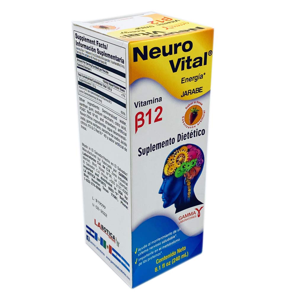 Frasco jarabe neuro vital b12 dosis para sistema nervioso