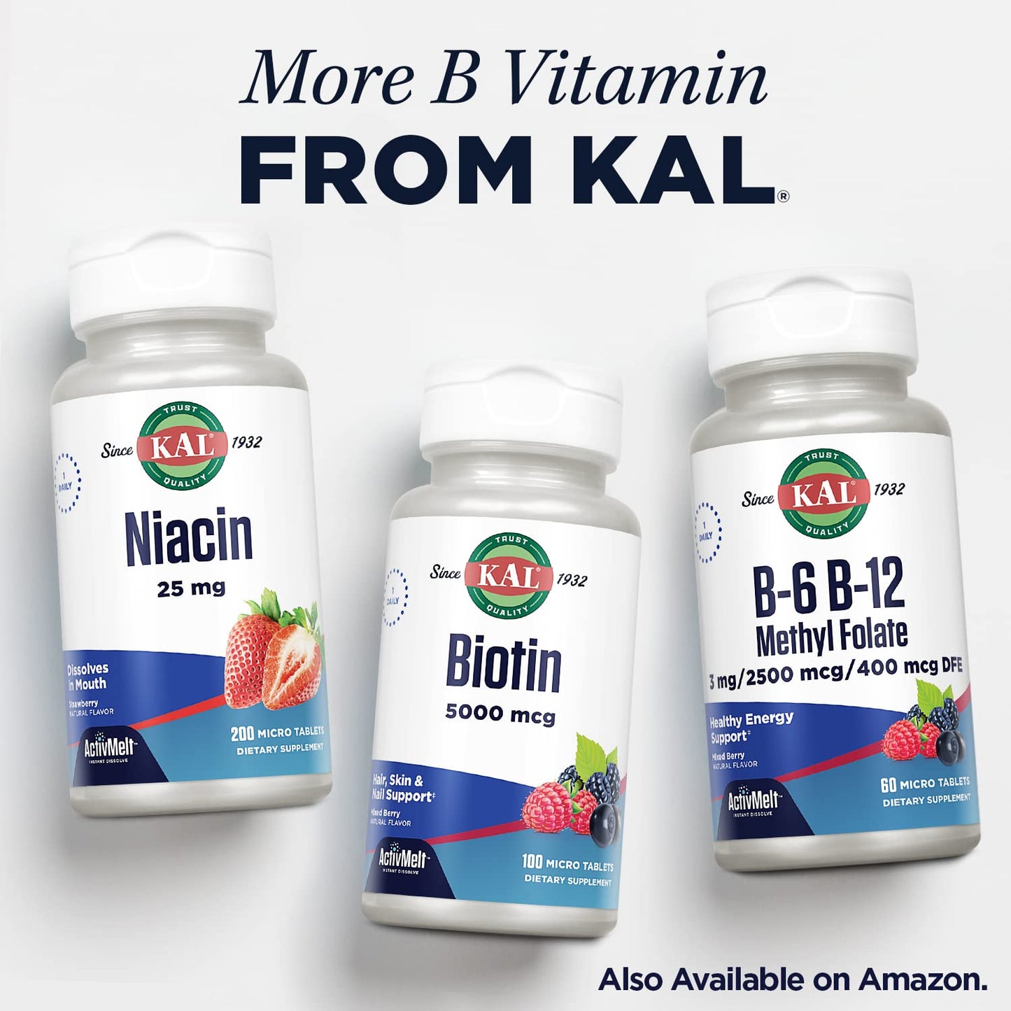 Frasco KAL vitamina B12 metilcobalamina 90 micro tabletas
