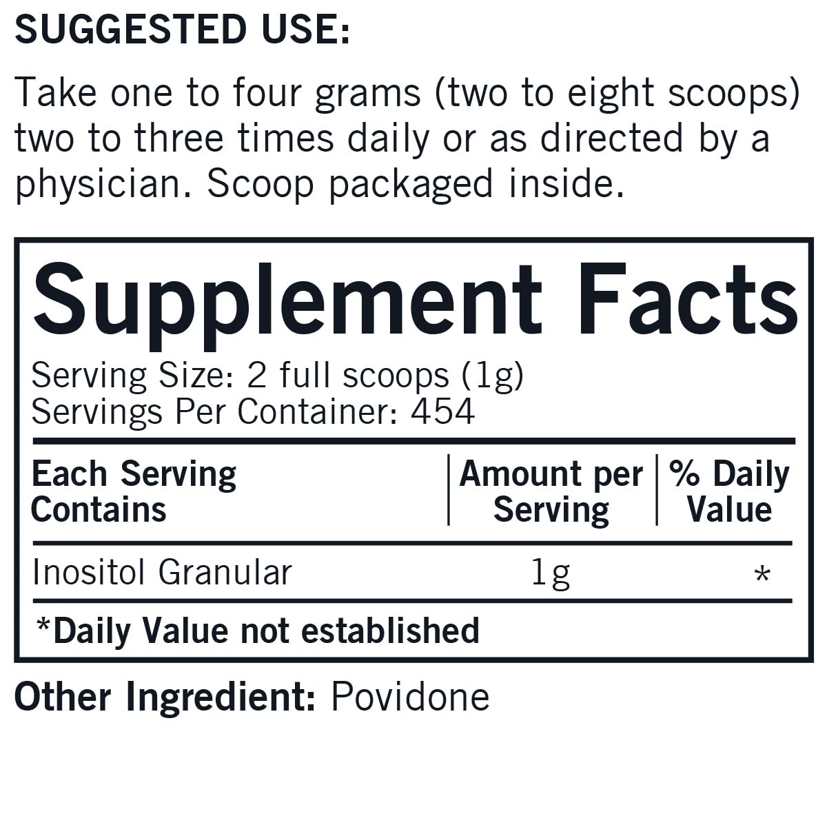 Frasco Kirkman inositol polvo puro soluble