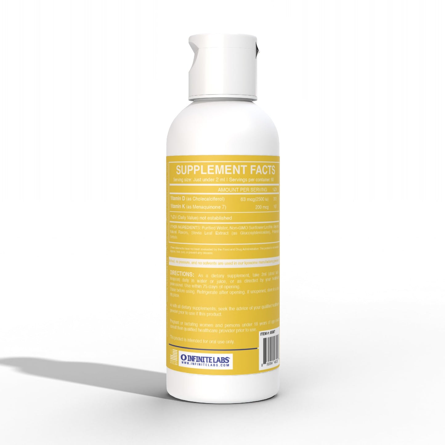 Frasco lateral producto infinite labs vitaminas d3 k2 liposomal