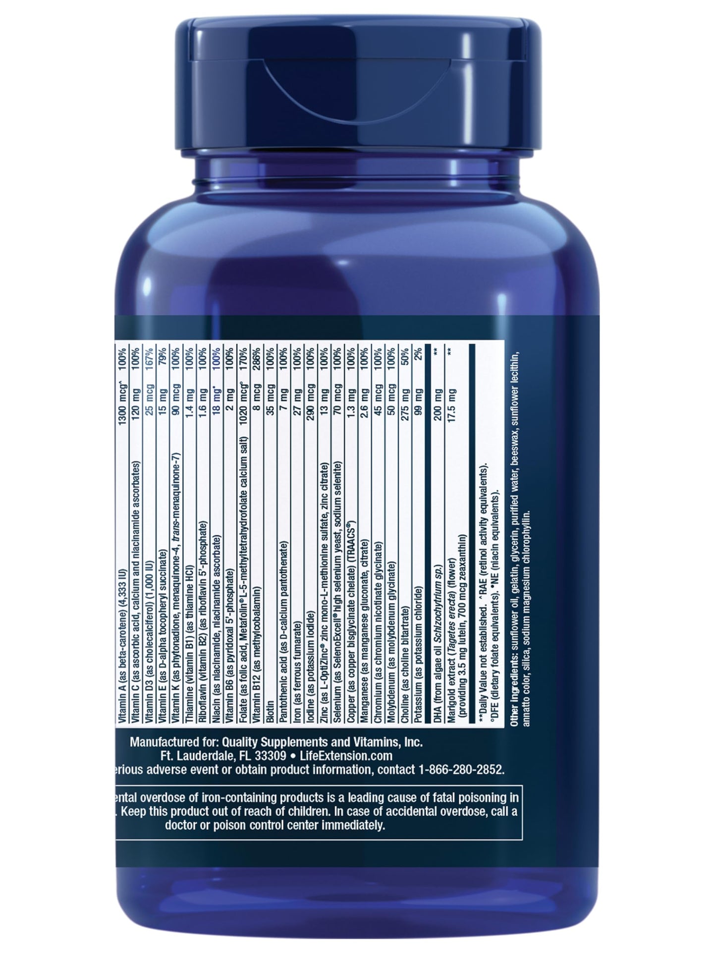 Frasco Life Extension Prenatal Advantage vitaminas prenatal