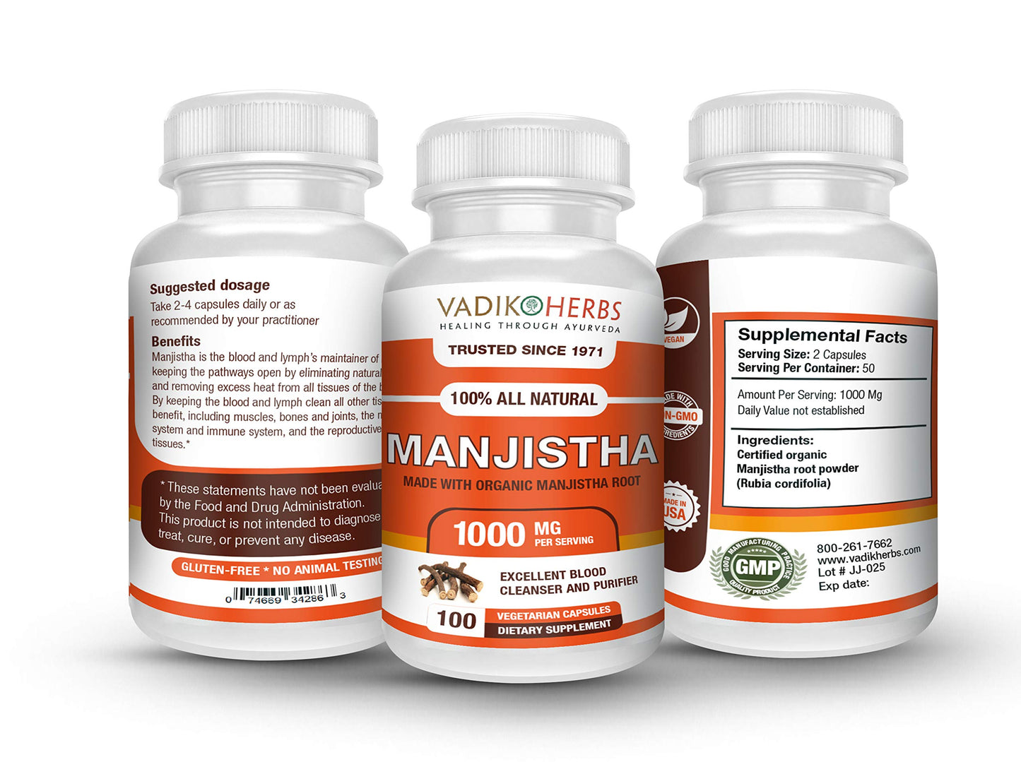 Frasco de Manjistha Vadik Herbs