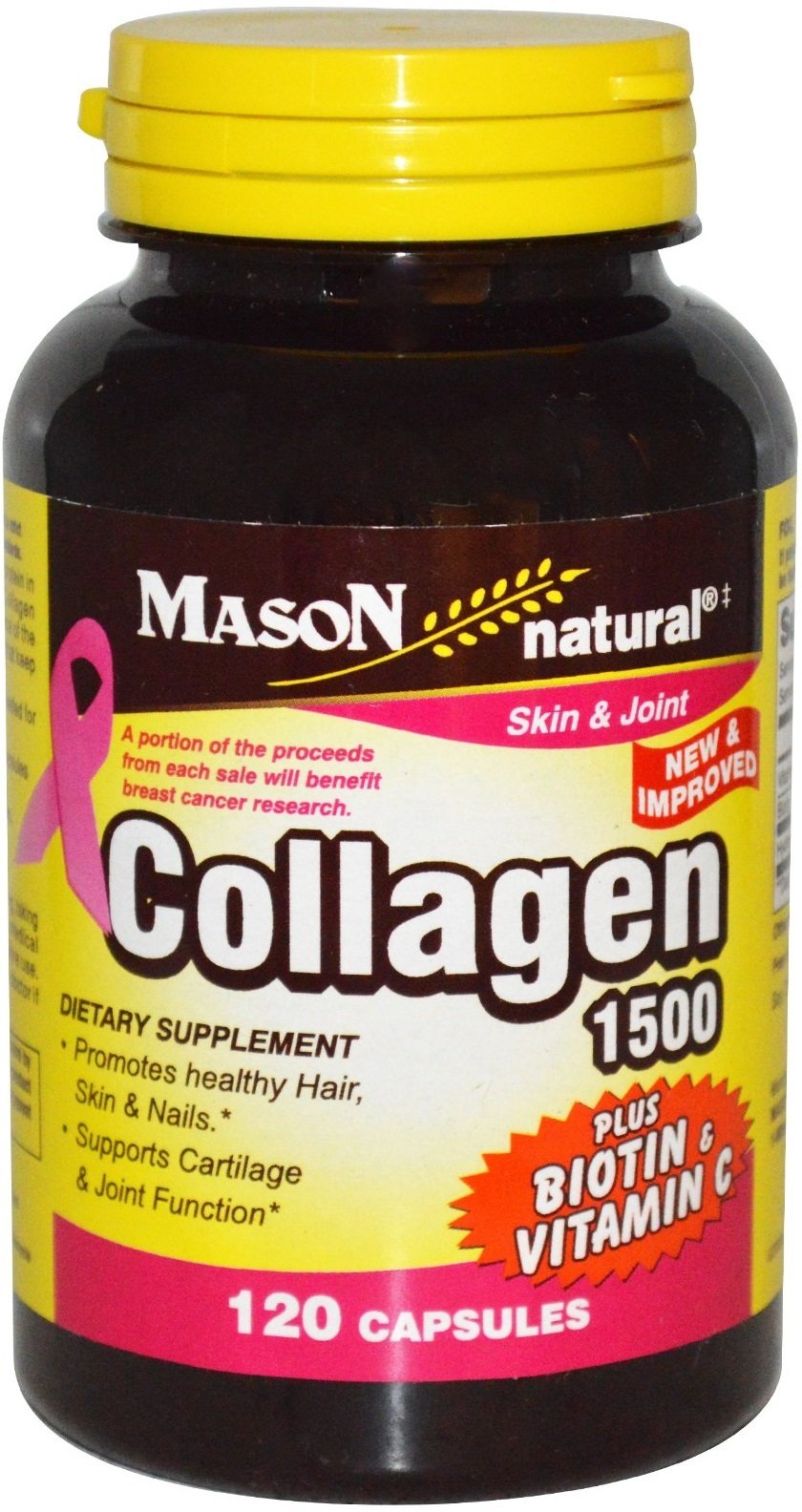 Frasco Mason Natural suplemento colágeno vitamina C 120 cápsulas