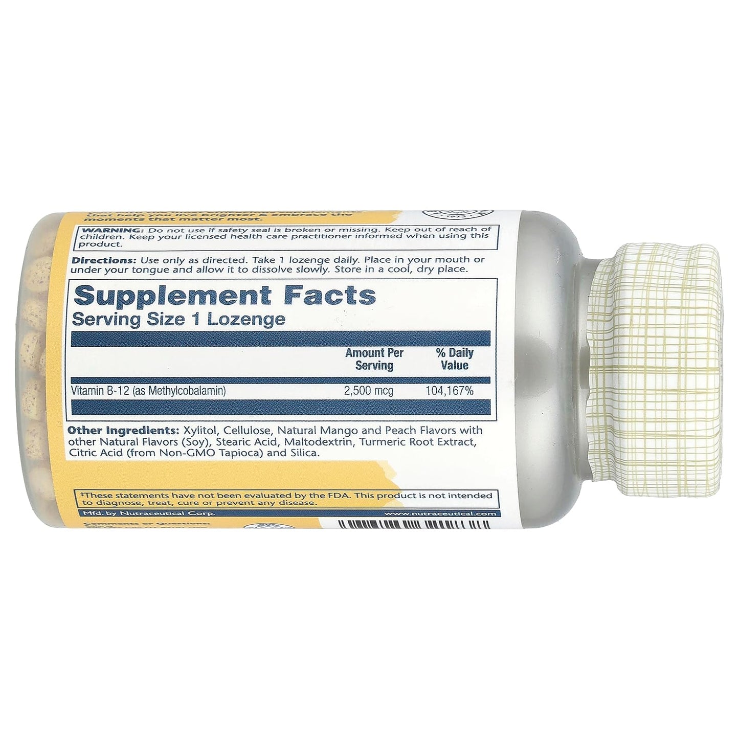 Frasco de Metil B-12 Solaray 60 pastillas