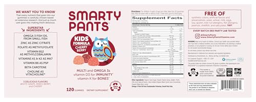 Frasco multivitamínico infantil SmartyPants con omega 3 y vitaminas clave