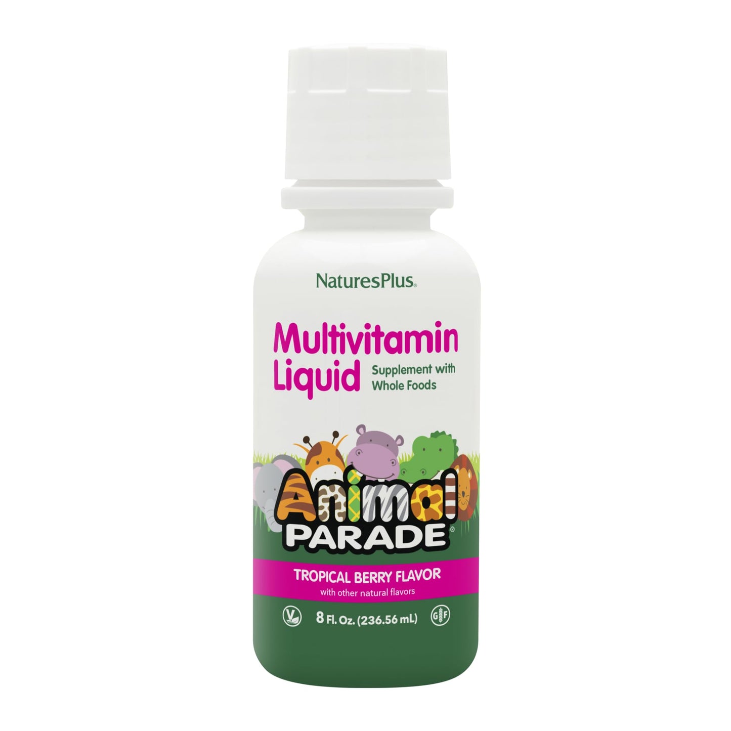 Frasco multivitamínico líquido infantil NaturesPlus Animal Parade