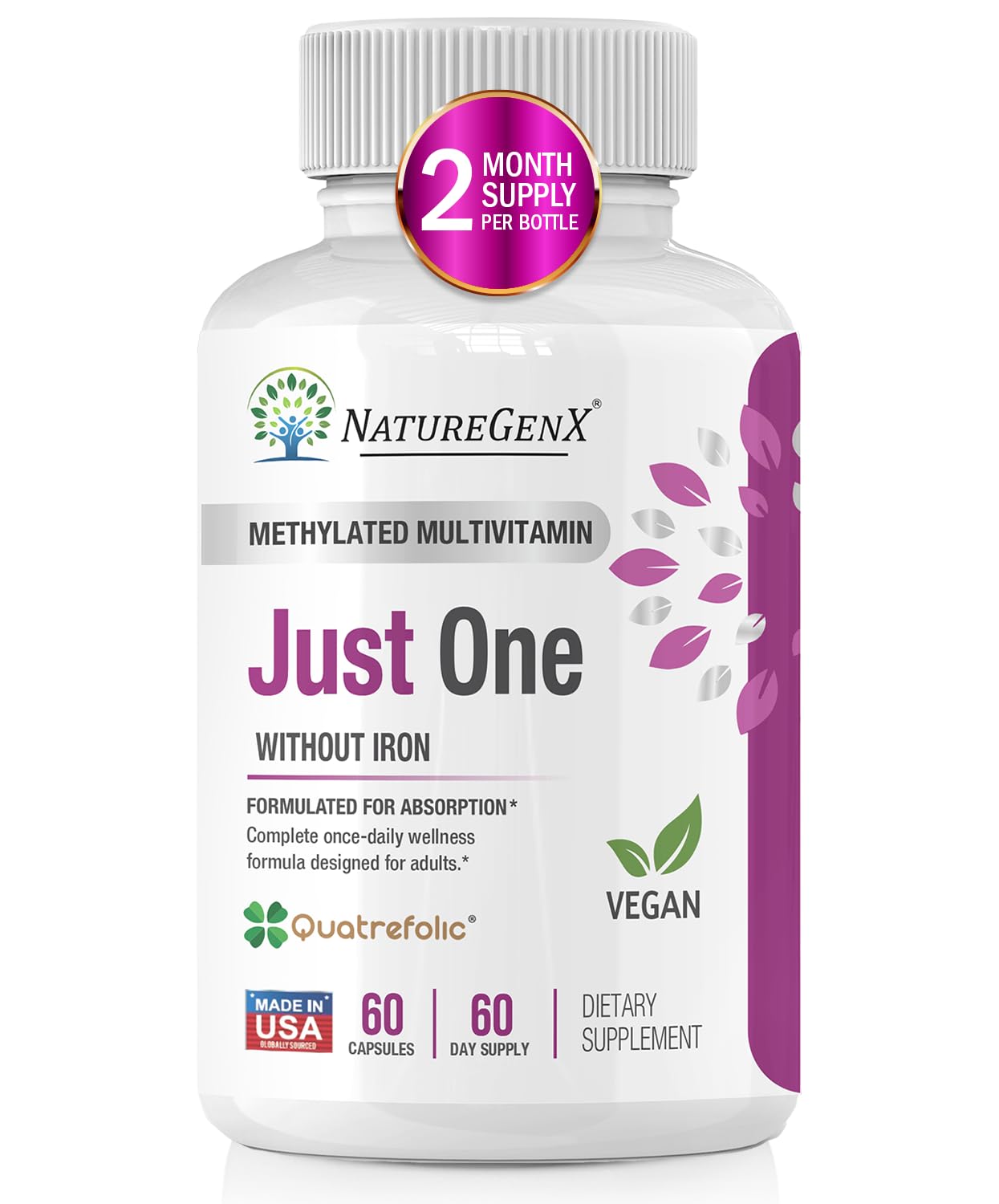 Frasco multivitamínico methylado NatureGenX Just One