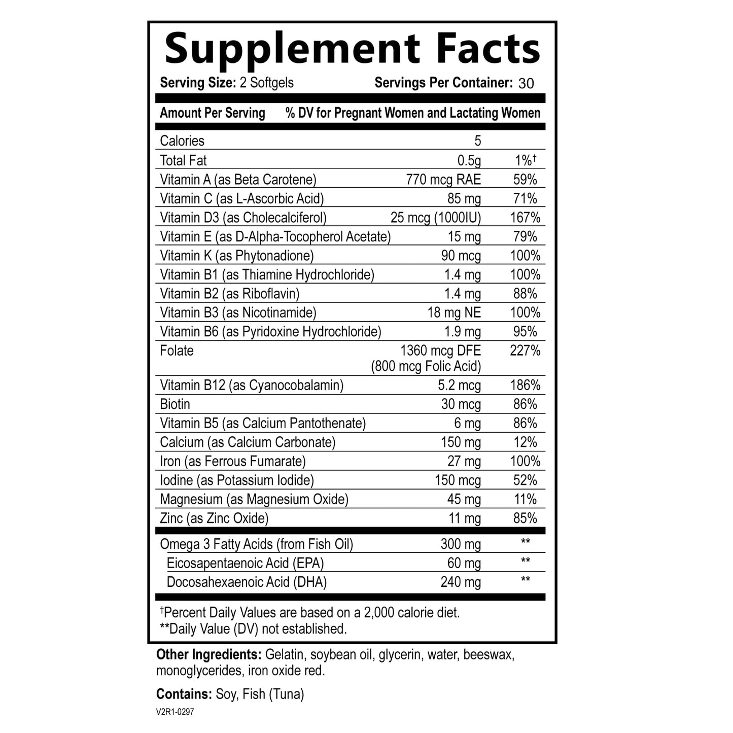 Frasco multivitamínico prenatal Built by Nature 60 cápsulas