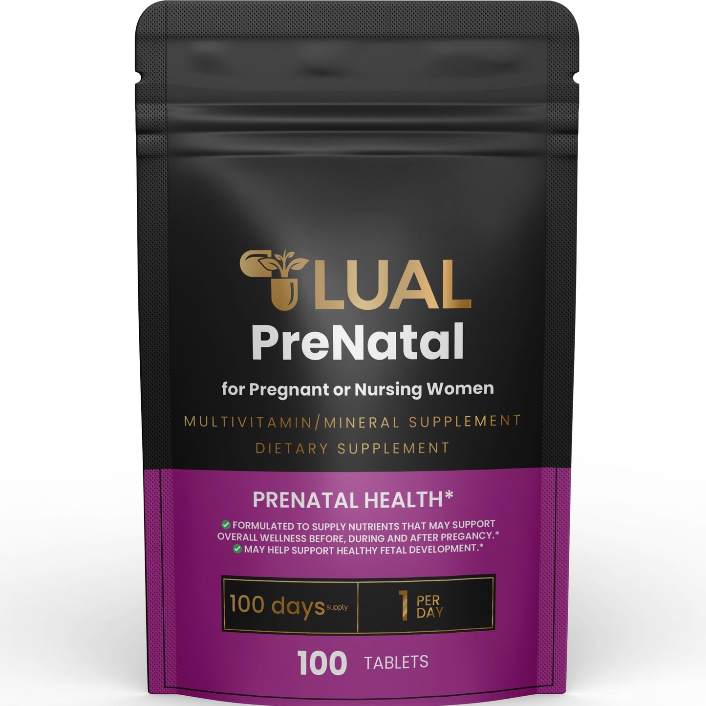 Frasco multivitamínico prenatal LUAL 100 tabletas