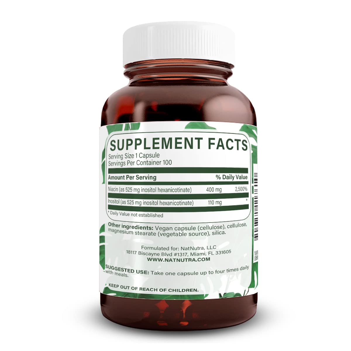Frasco Natural Nutra niacina 525mg 100 cápsulas