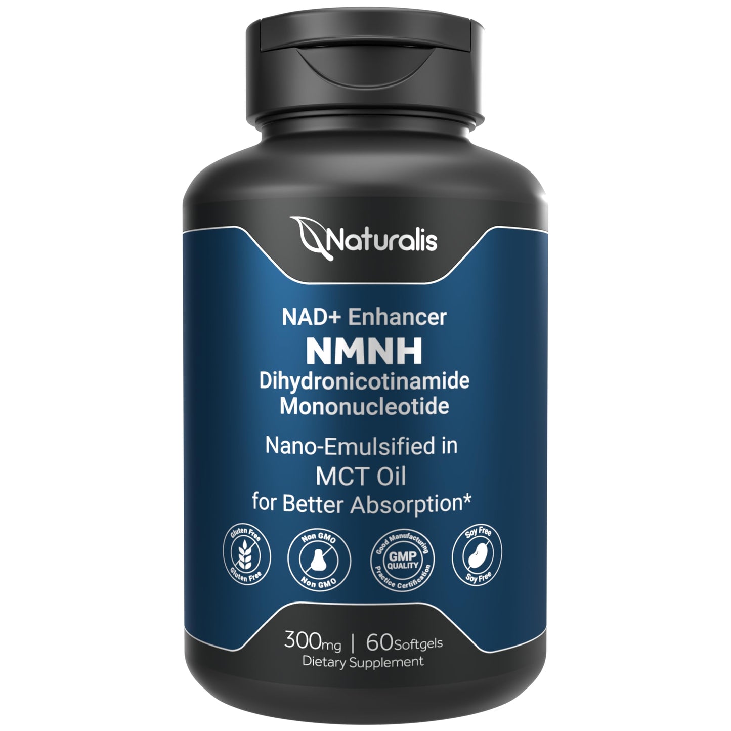 Frasco Naturalis NMNH 300mg nanoemulsionado en aceite MCT 60 cápsulas