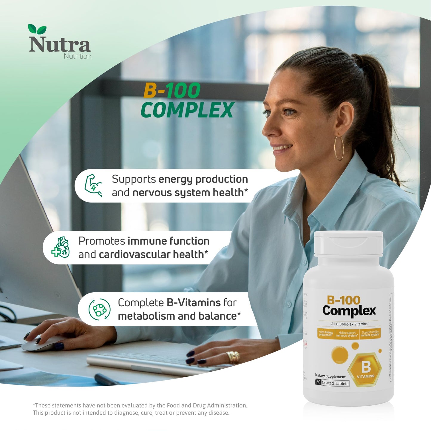 Frasco Nutra Nutrition complejo B para sistema nervioso e inmunológico