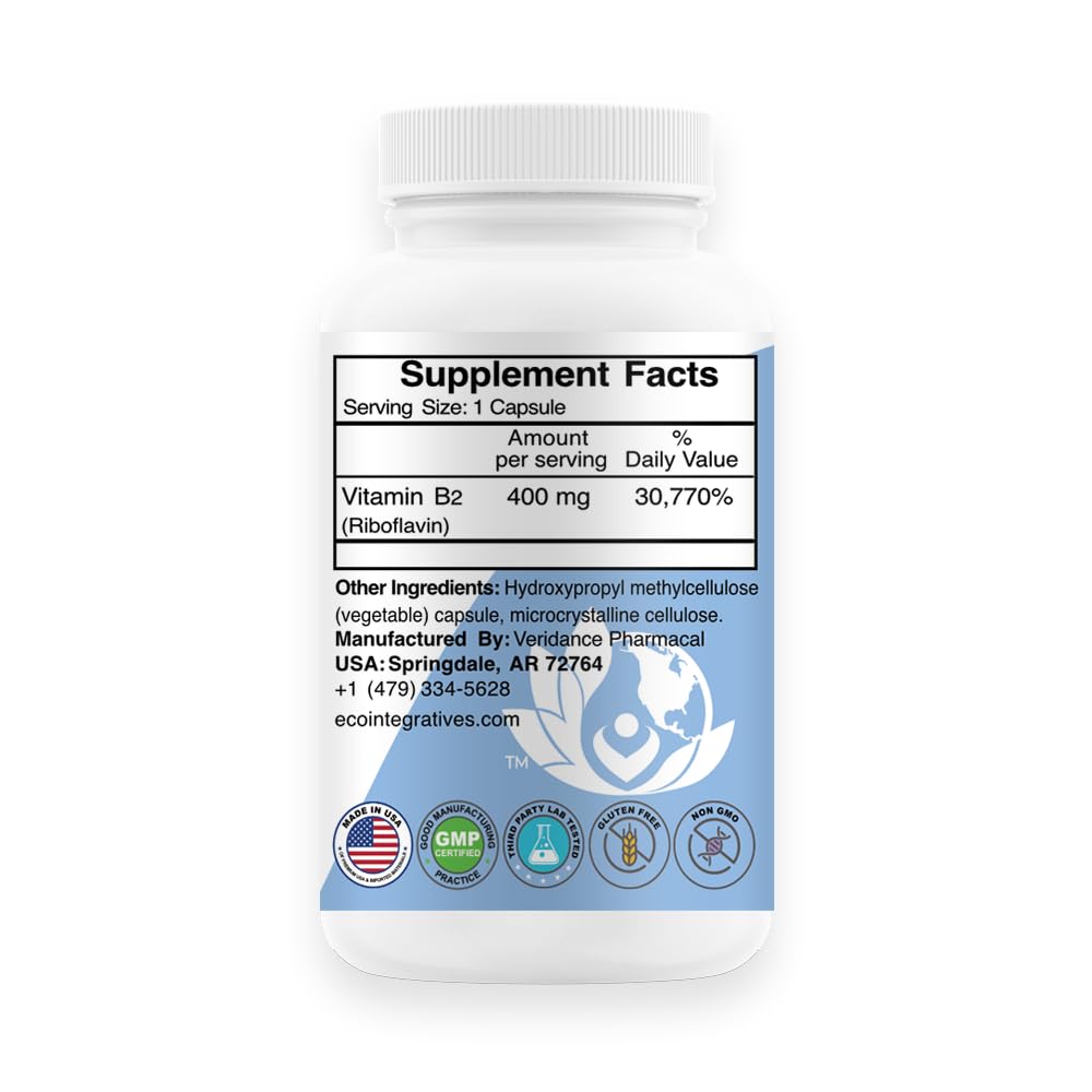 Frasco de riboflavina 400 mg cápsulas por dosis