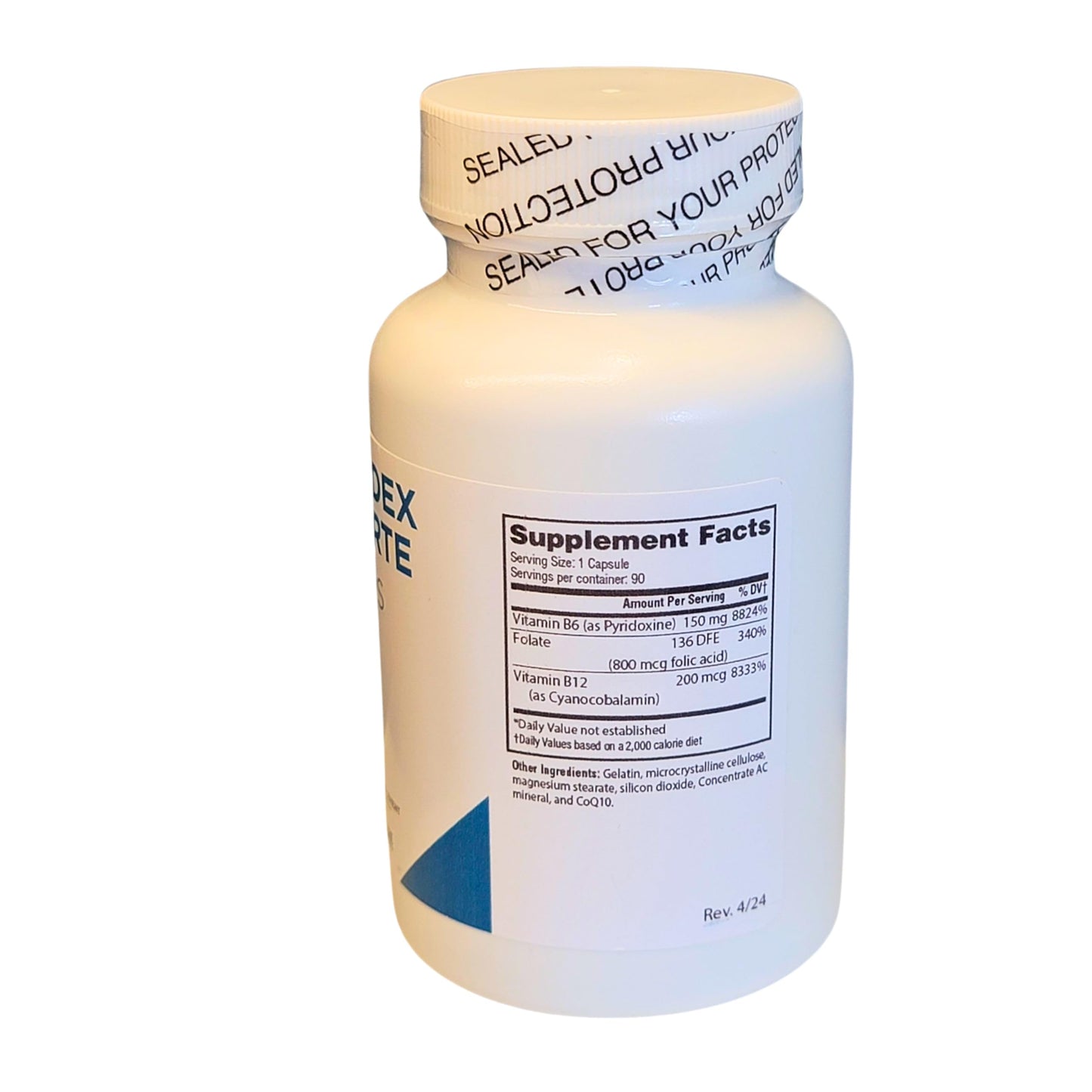 Frasco Rodex Forte vitaminas b6 b12 ácido fólico 90 cápsulas
