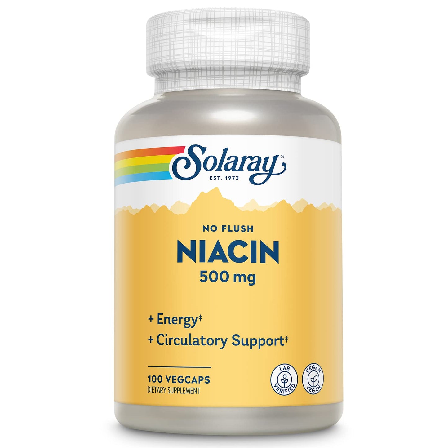 Frasco SOLARAY Niacina sin enrojecimiento 500mg 100 cápsulas