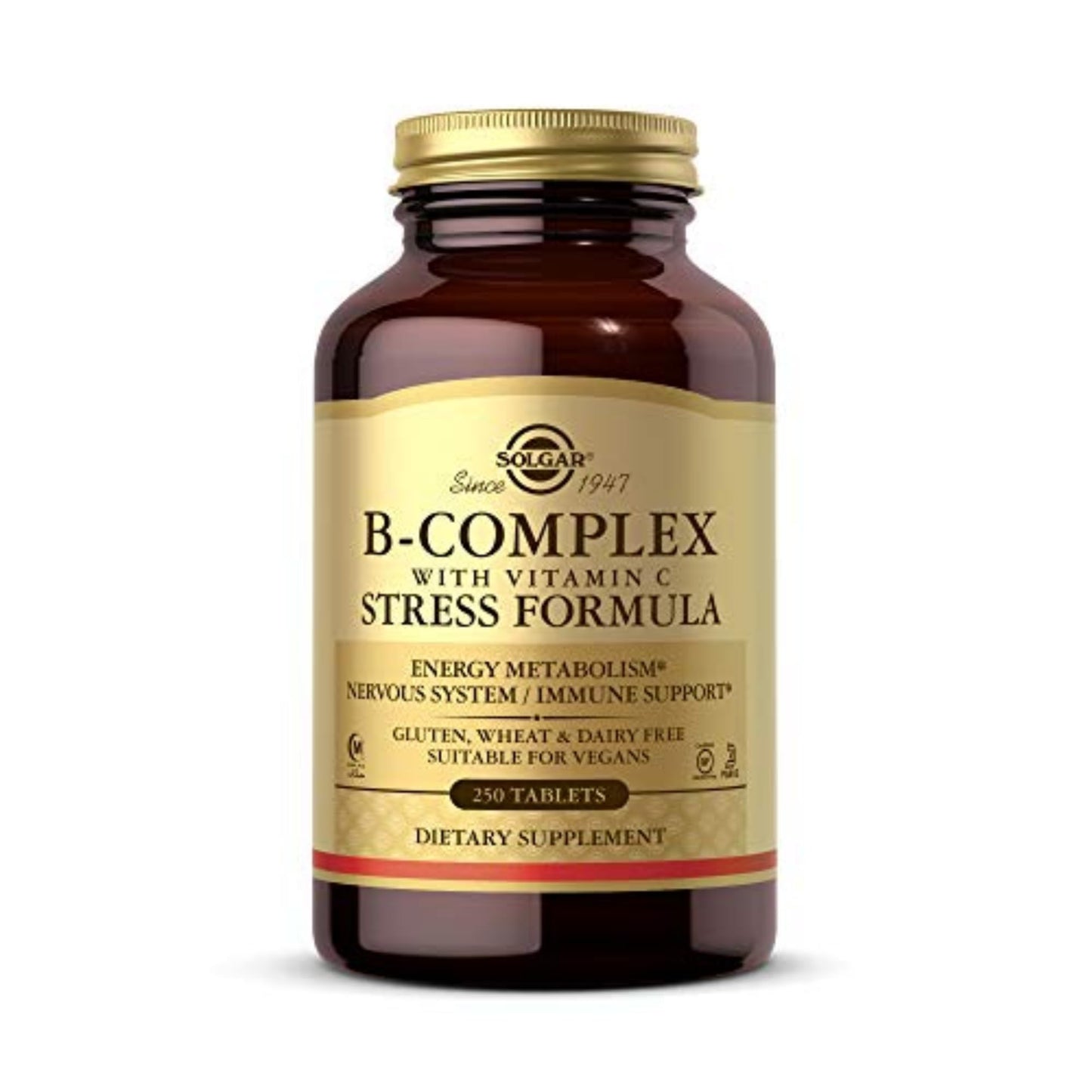 Frasco Solgar Complejo B con vitamina C para estrés y energía