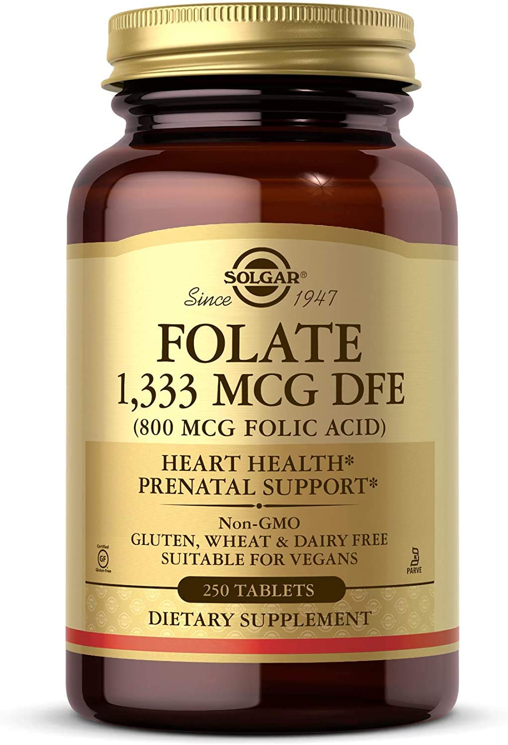 Frasco Solgar Folato 1333 mcg 250 tabletas empaque estándar