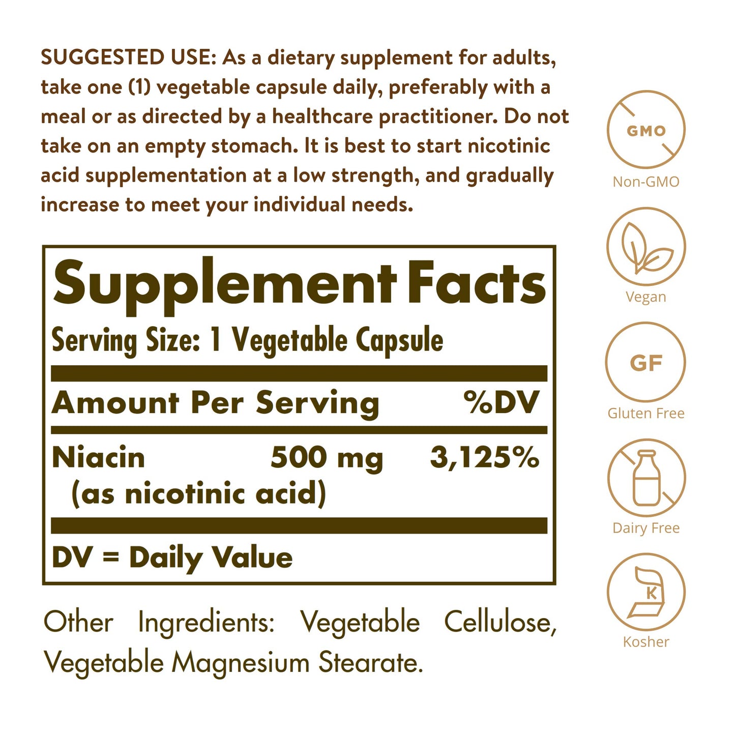 Frasco de Solgar Niacina 500mg