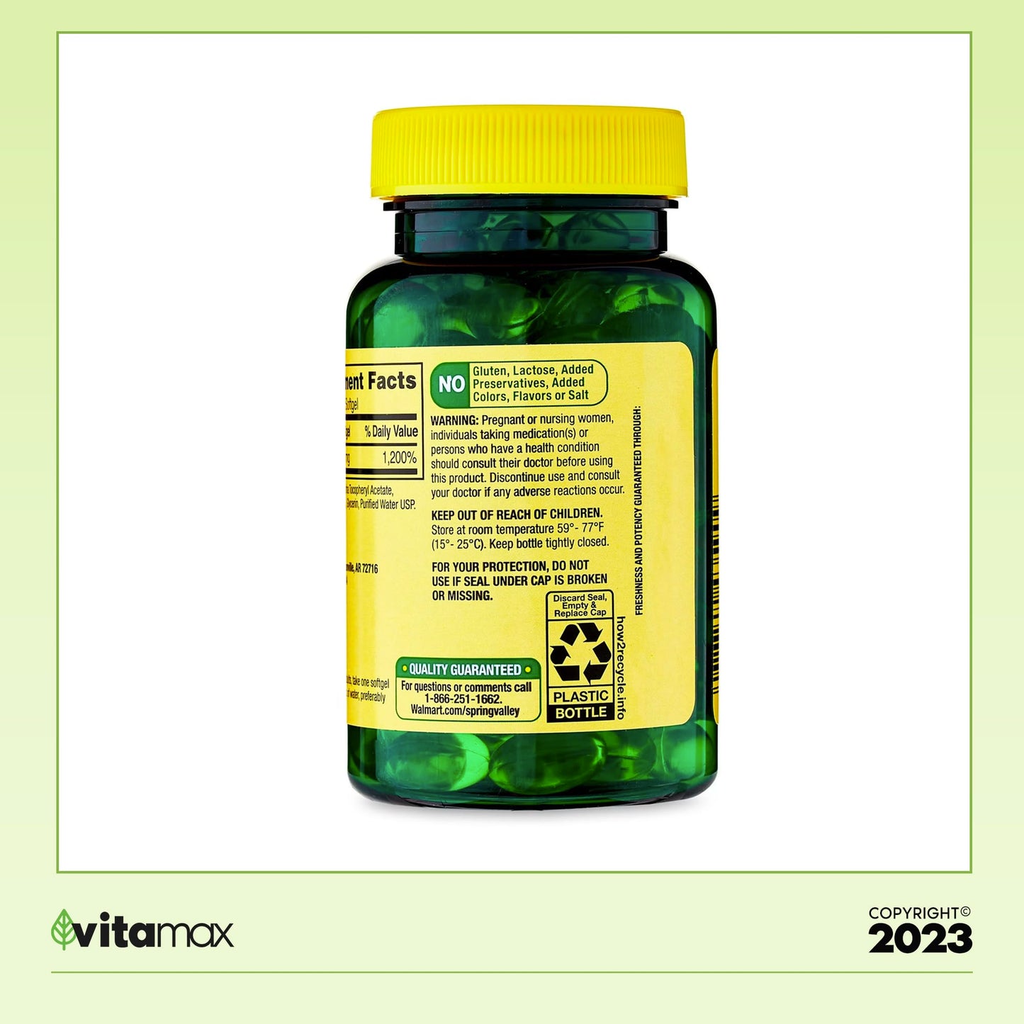 Frasco Spring Valley con 100 cápsulas vitamina e