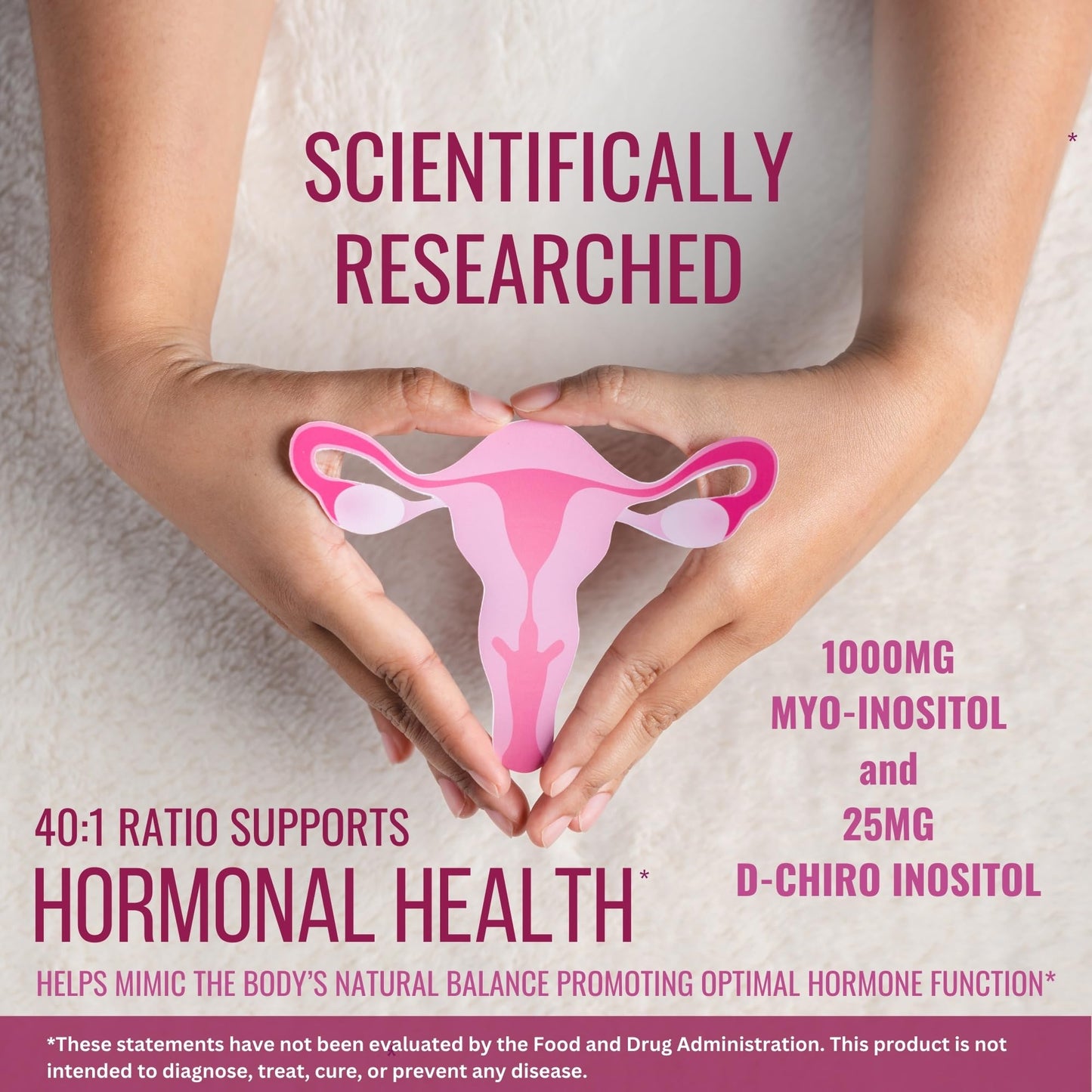 Frasco suplemento 40:1 Myo Inositol y D-Chiro Inositol mujeres