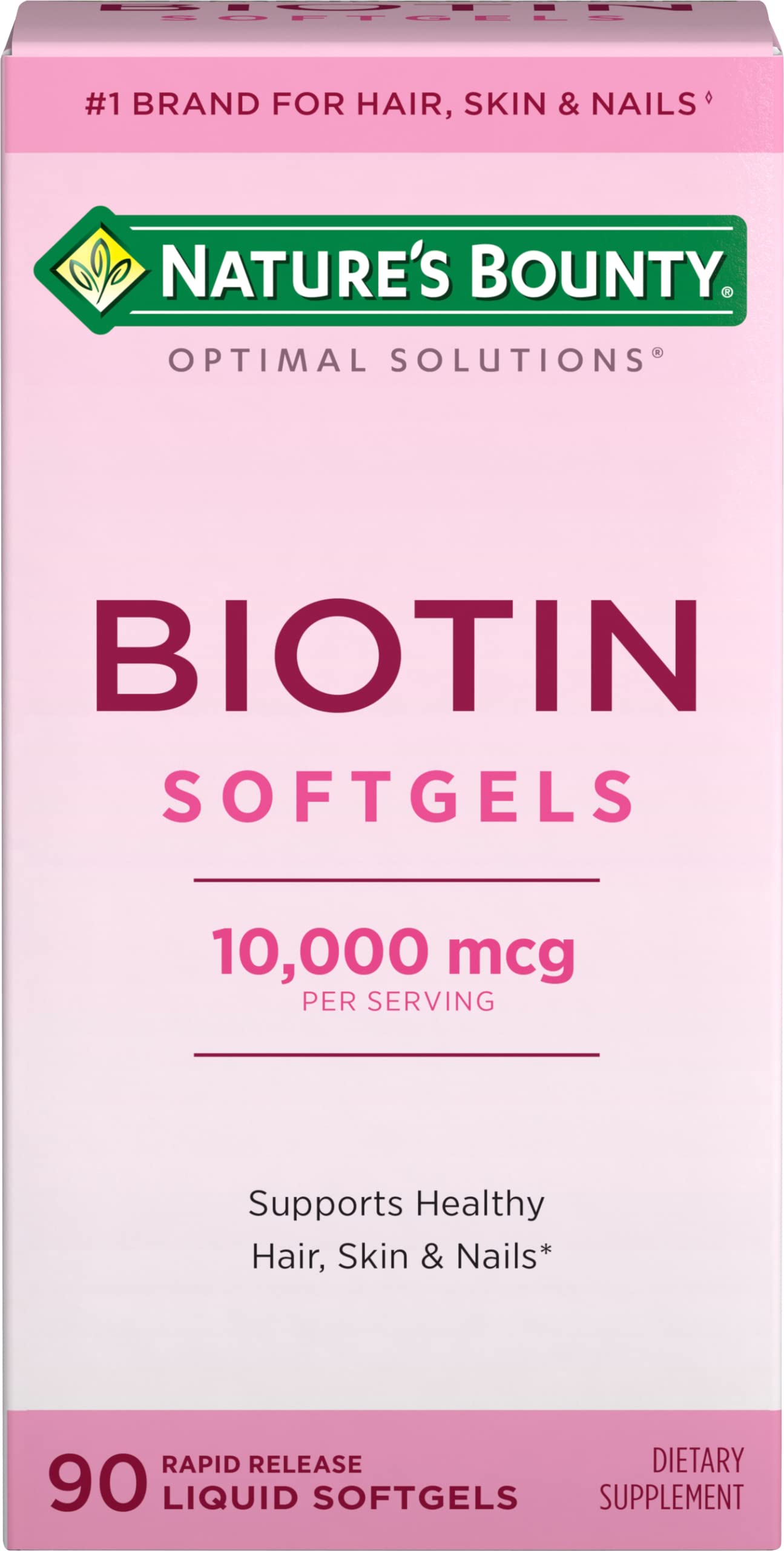 Frasco suplemento Biotina 10000mcg Nature's Bounty 90 cápsulas