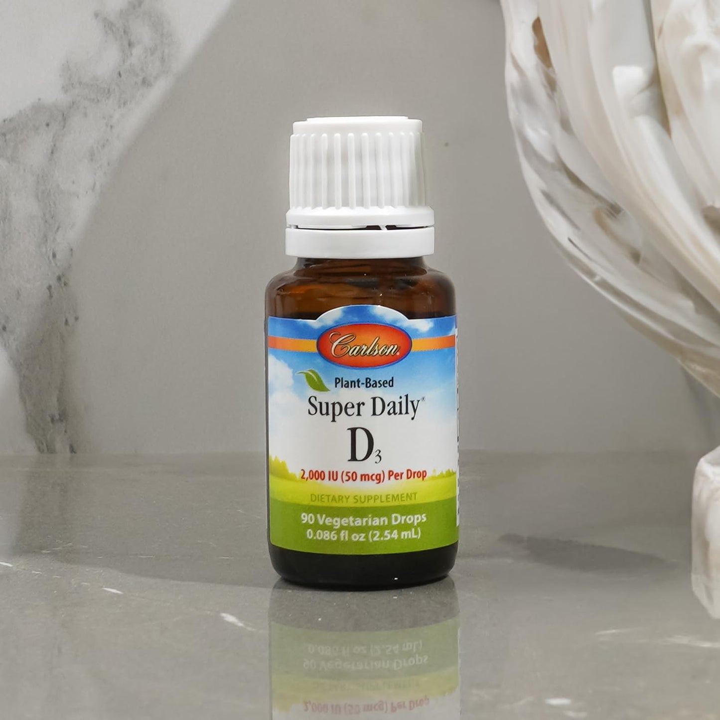 Frasco suplemento carlson vitamina d3 gotas algas no ogm