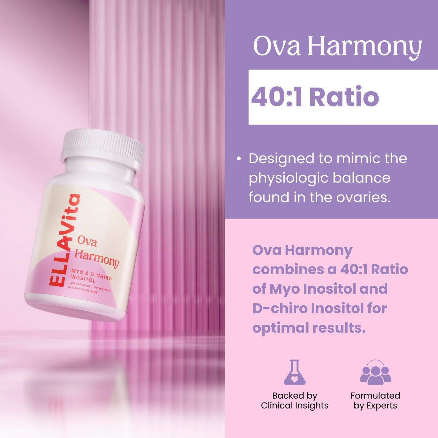Frasco de suplemento ELLA Vita OVA Harmony 120 cápsulas