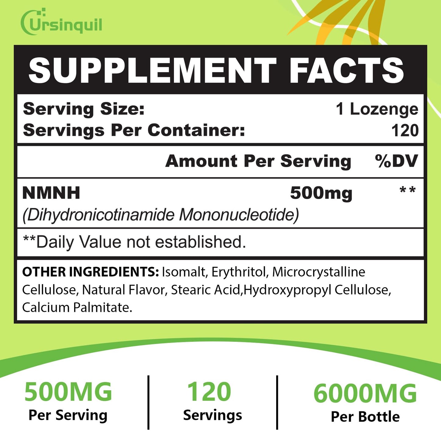 Frasco suplemento NMNH 500mg para anti envejecimiento