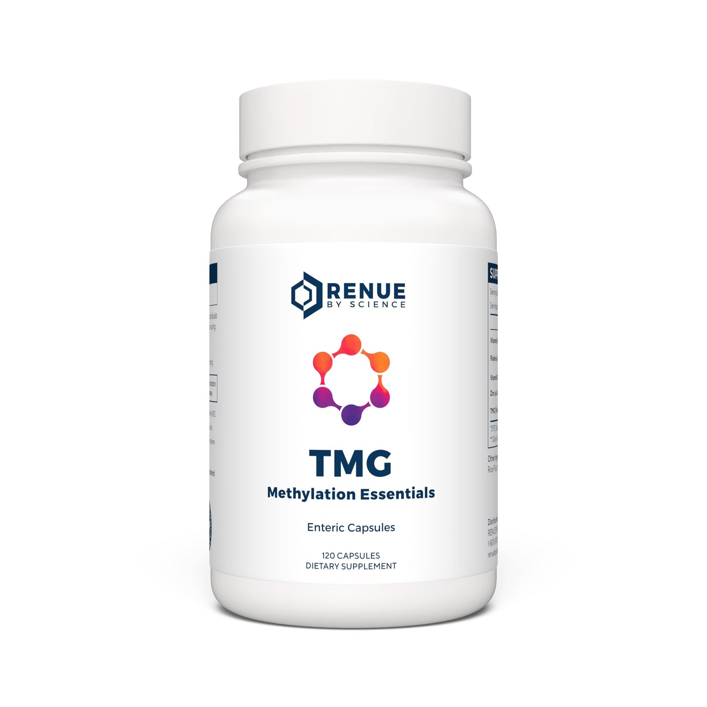 Frasco suplemento Renue By Science TMG 120 cápsulas