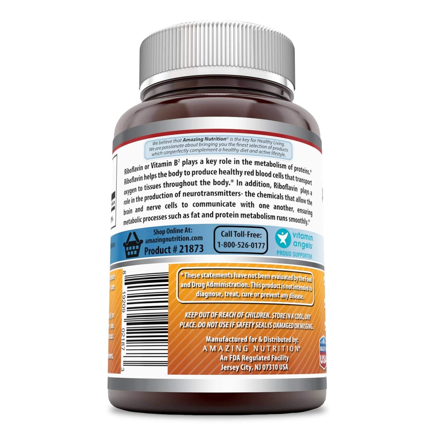 Frasco suplemento riboflavina Amazing Formulas 400 mg