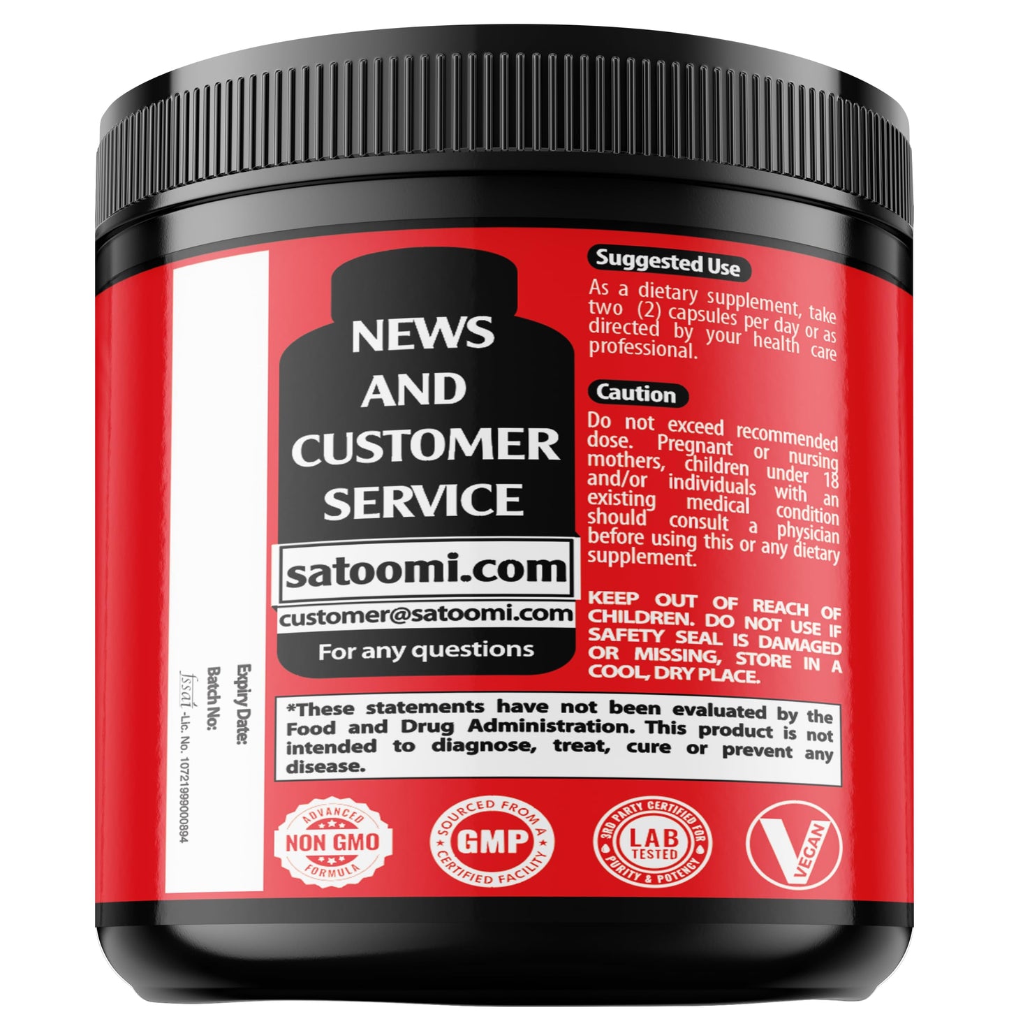 Frasco suplemento Satoomi NMNH vista superior