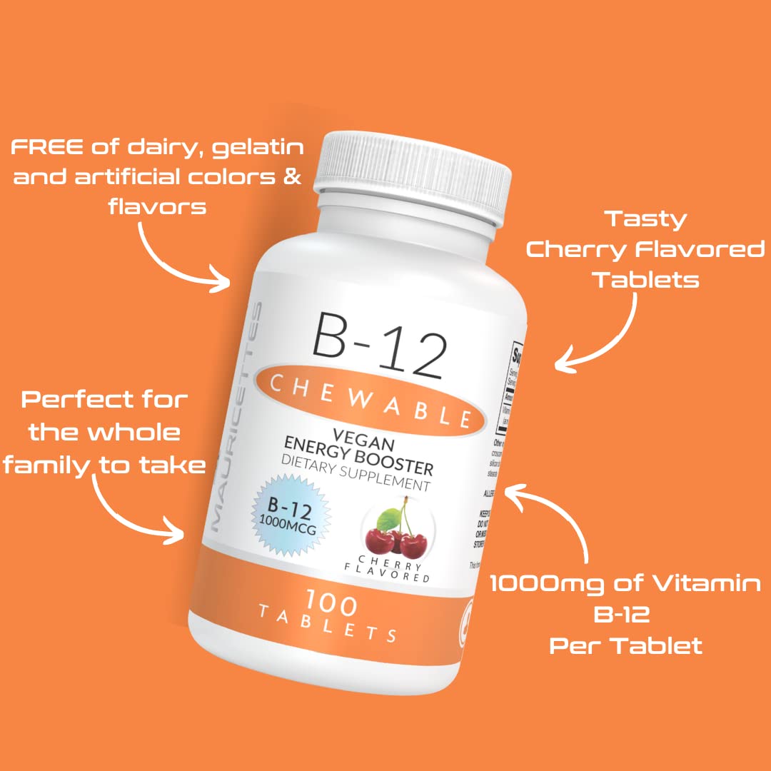 Frasco suplemento vitamina B12 masticable Mauricettes