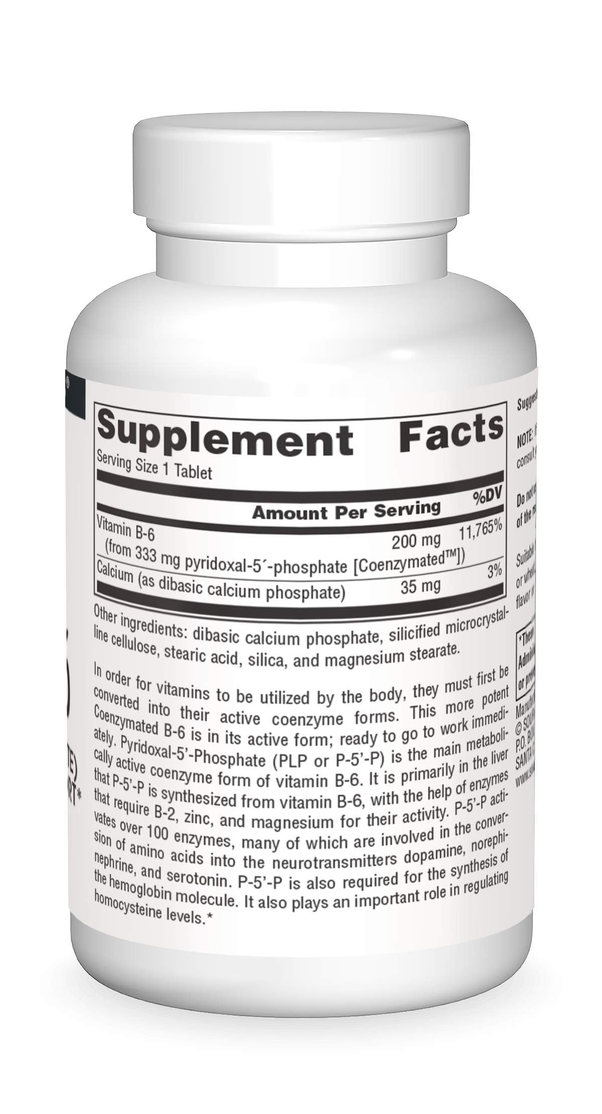 Frasco suplemento vitamina B6 coenzimada de Source Naturals