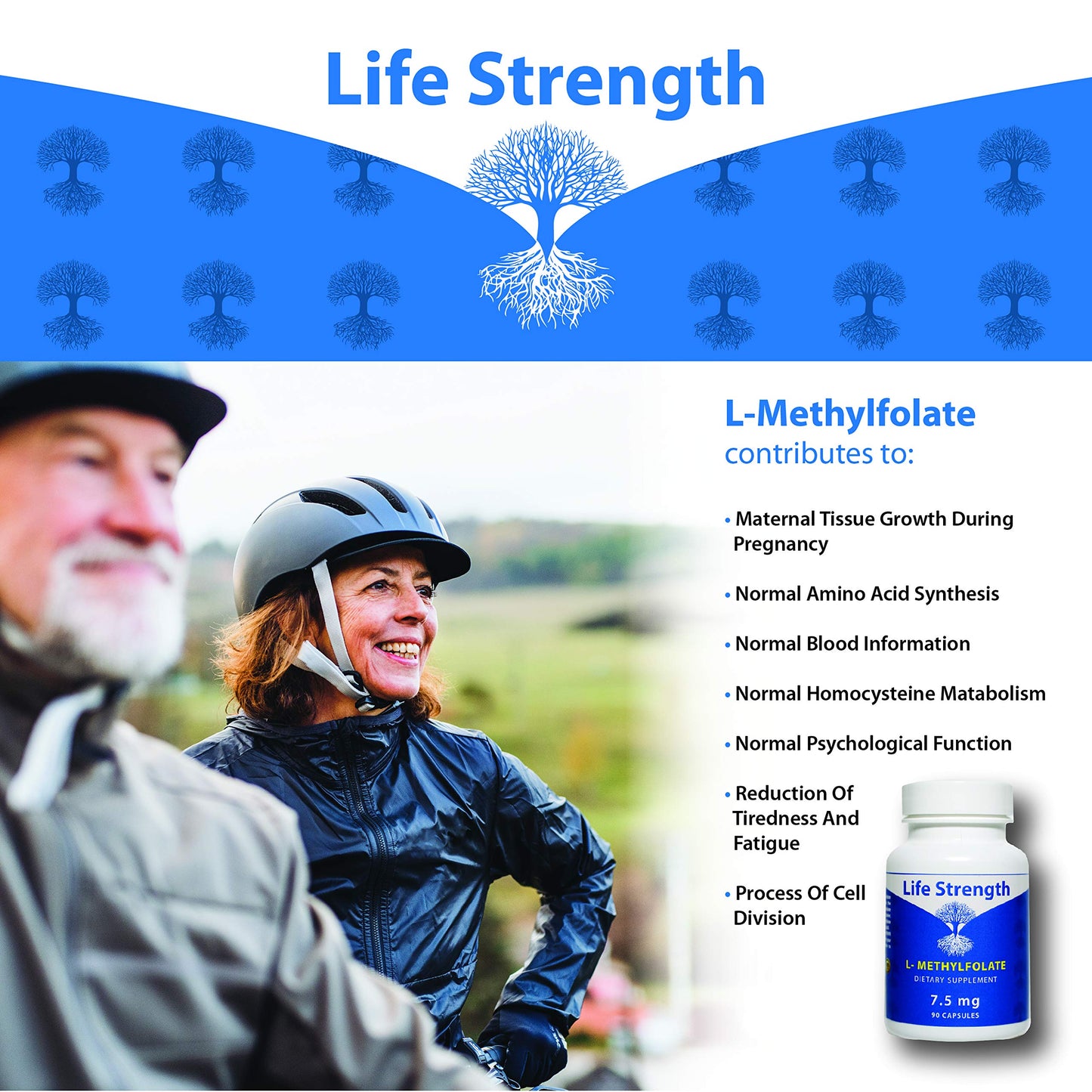 Frasco suplemento LifeStrength l-metilfolato alta biodisponibilidad