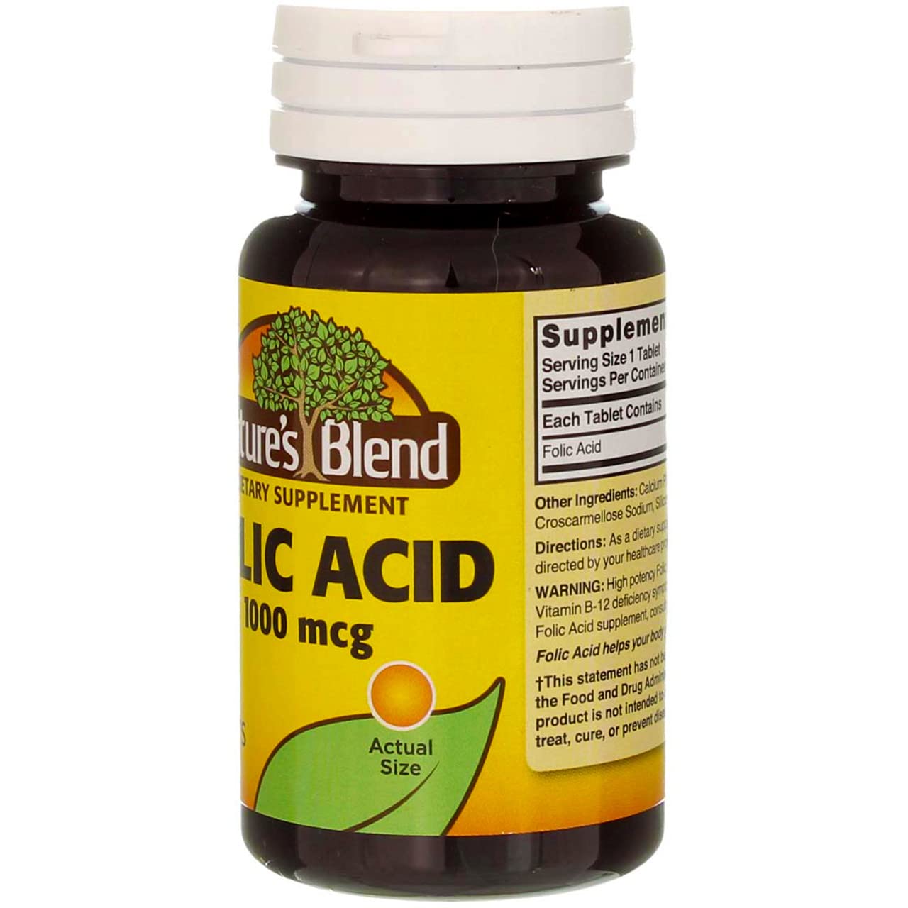 Frasco de tabletas Nature's Blend ácido fólico