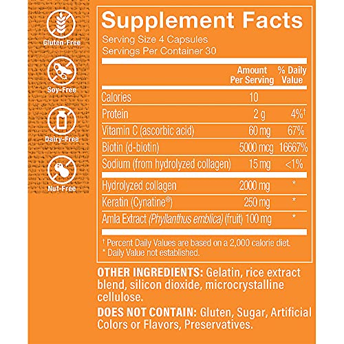 Frasco The Vitamin Shoppe keratina para cabello saludable