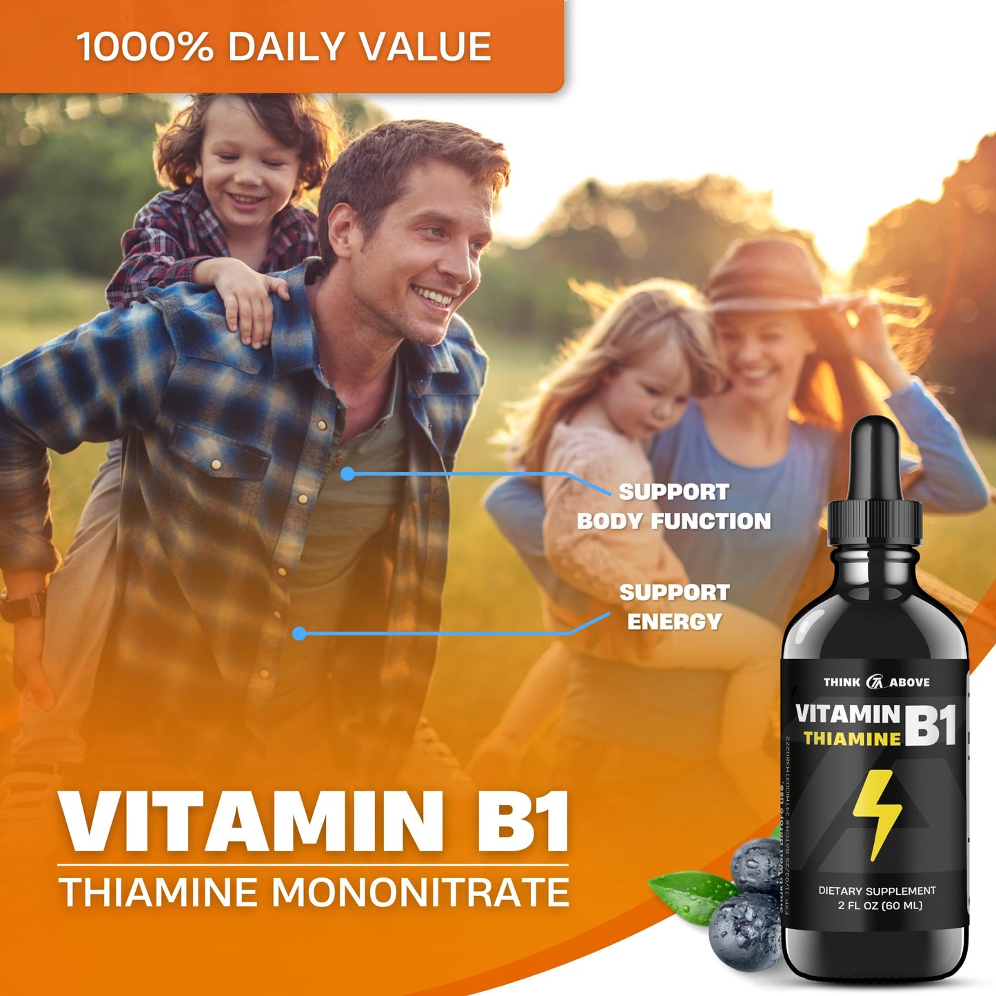 Frasco Think Above vitamina b1 líquida suplemento complejo b