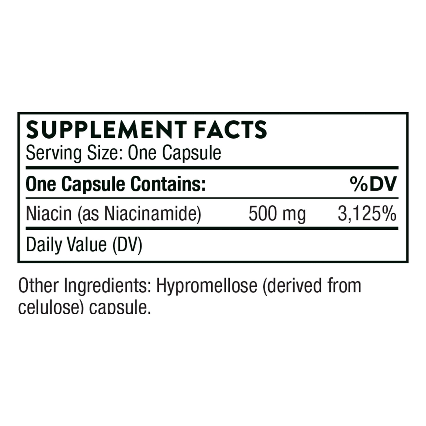 Frasco THORNE Niacinamida 180 cápsulas sin gluten vitamina b3