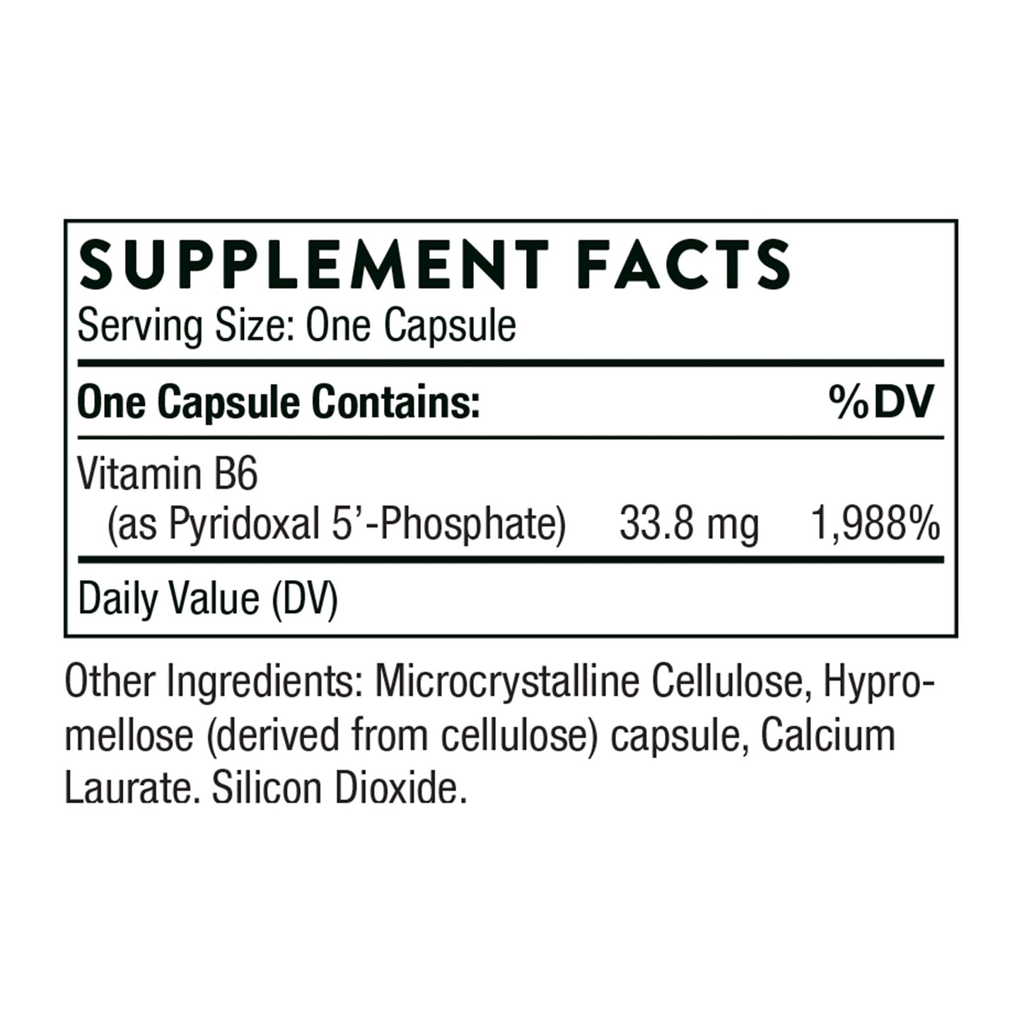 Frasco THORNE vitamina b6 bioactiva cápsulas
