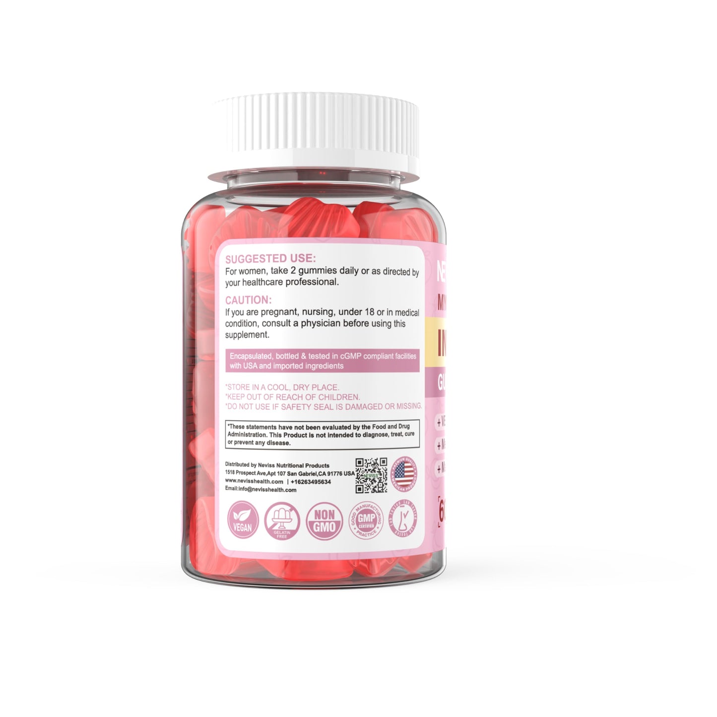 Frasco trasero gomitas NEVISS inositol 40-1