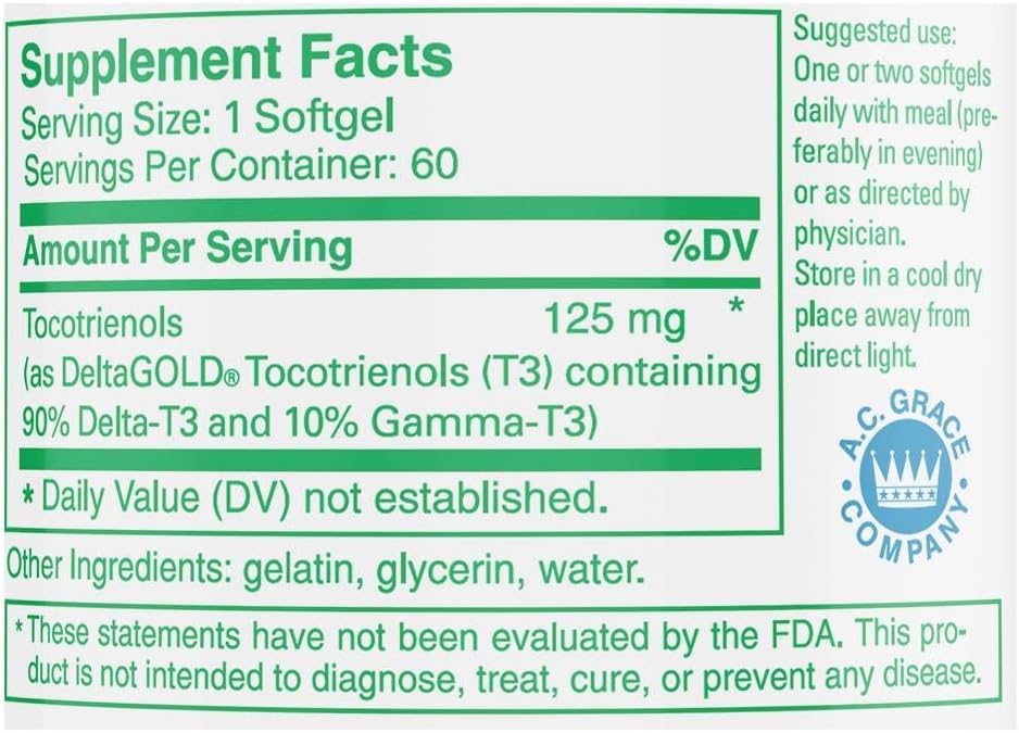 Frasco UNIQUE E tocotrienoles 60 cápsulas sin tocoferol