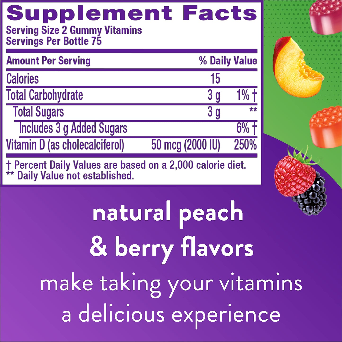Frasco Vitafusion gomitas vitamina D3 sabor natural y saludable