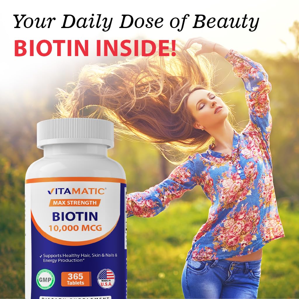 Frasco Vitamatic biotina 10 mg para cabello y uñas
